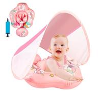 Baby Inflatable Baby Swimming Float Pink Baby Pool Float with Canopy Safety Seat 0-6-12 Months Infant Toddler Newborn Baby Swim Float Swimming Ring for Baby Girl 6-12-36 Months Pink Unicorn