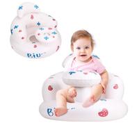Baby Inflatable Seat for Babies 3 Months and Up, PAKOO Baby Support Seat Toddler Chair for Sitting Up, Blow Up Baby Chair Floor Seater with Built in Air Pump (Strawberry)