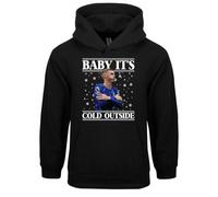 Baby Its Cold Outside Christmas Hoodie, Palmer Blue Christmas Hood, Xmas Secret Santa Hoodie, Xmas Unisex Top(M, Black)