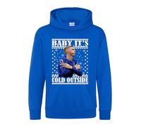 Baby Its Cold Outside Christmas Hoodie Palmer Cole Funny Football Celebration Chelsea Blue Pullover Gift presemt idea unisex kids Adults Hood (Royal Blue, 9 Years)