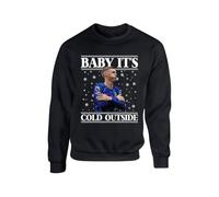 Baby Its Cold Outside Christmas Jumper, Palmer Blue Christmas Sweatshirt, Xmas Secret Santa Sweatshirt, Xmas Unisex Top (Black, 9 Years)