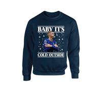 Baby Its Cold Outside Christmas Jumper, Palmer Blue Christmas Sweatshirt, Xmas Secret Santa Sweatshirt, Xmas Unisex Top (Navy, 9 Years)