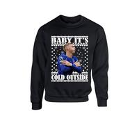 Baby Its Cold Outside Christmas Jumper Palmer Cole Funny Football Celebration Chelsea Blue Sweater Gift presemt idea unisex kids Adults Sweatshirt (Black, 9 Years)