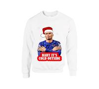 Baby Its Cold Outside Palmer Cole Christmas Jumper Gift for Football Lovers Celebration Sweater Secret Santa Unisex kids adults sweatshirt(L, White)