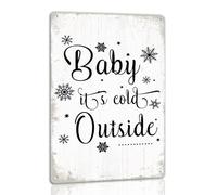 Baby It's Cold Outside Tin Sign Funny Christmas Metal Signs Retro Santa Sign Christmas Wall Art Decor For Home Cafe Shop 8x12 Inch