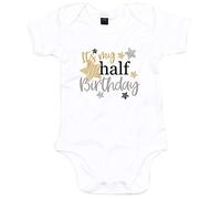 Baby It's My Half Birthday Babygrow - Slogan Birthday Babygrow for Son and Daughter - Birthday Photoshoot Cake Smash, 6-12 Months, White