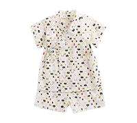 Baby Japanese Kimono Robe Pyjamas Infant Comfy Loose Japanese Pajamas Newborn Cotton Robe Romper Summer Kimono Baby Short Sleeved Onesie Clothes (White, 12-18 Months)
