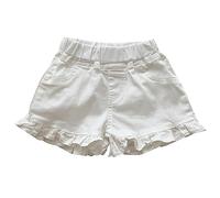 Baby Jean Shorts Elastic Waistband Ruffle Hem Denim Flared Shorts Summer Beach Wear Biker Shorts Girls Size 3 (White, 18-24 Months)