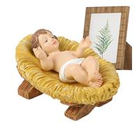 Baby Jesus Figure Manger,Holy Scene Statue Resin - Baby Jesus Manger Ornament Nativity Scene Religious Christmas Decoration for indoor Nativity Scene