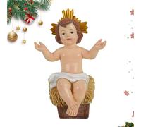 Baby Jesus Figure Mini Manger - 13.3x8.5x8.1cm, Resin Nativity Sculpture Set for Christian Holiday Display, Christmas Ornament with Decorative Figurines, Religious Statue for Families, Home