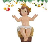 Baby Jesus Figure - Resin Jesus Manger Sculpture, Christian Holiday Ornament Statue, Mini Figurine Decoration for Families, Home, Office, Table, Church, Christmas Display, 5.24x3.35x3.19 inches