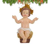 Baby Jesus Figurine - Desktop Baby Jesus Manger Sculpture Resin - Christian Holiday Ornament Statue Figurines Miniatures Decorations for Families Home Office Table Church Christmas