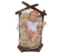 Baby Jesus Figurine in a Manger with Straw | Christmas Nativity Scene | Christian Holiday Decoration | Add to Creche or Stable | Hand Painted Religious Home Décor | Made in Italy (White)