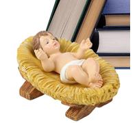 Baby Jesus In Manger Figurine, Resin Baby Jesus Figurine In Manger, Baby Jesus Christ In Manger Resin Figurines, Little Jesus Figures for Christmas Christian Home Church Decoration