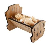 Baby Jesus in Manger | Perfect for Indoor Nativity Scene | Traditional Religious Christmas Decoration | Wooden Manger with Removable Baby Jesus | Great Gift | Choose from 3 Sizes (Medium)