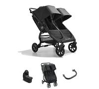 Baby Jogger City Mini GT2 Double All-Terrain Pushchair| with Infant Carrycot, Belly Bar and Weather Shield Rain Cover | Opulent Black