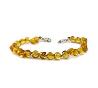 Baby J's - Sweet Honey Coloured Bracelet - Premium Adjustable Amber Bracelet/Anklet - 100% Genuine Baltic Amber - With Adjustable Clasp - 12-17cm - Knotted to Prevent Scattering