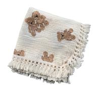 Baby J's® X-Large Luxury Soft Bamboo Muslin Swaddle Blankets 80cm x 65cm - Bamboo Cotton Super Soft Muslin for Baby Girl or Baby Boy (Teddy Tassel)