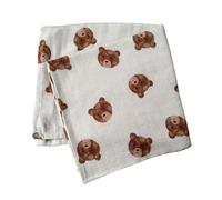 Baby J's® X-Large Luxury Soft Bamboo Muslin Swaddle Blankets - Bamboo Cotton Super Soft Muslin for Baby Girl or Baby Boy (Teddy Bear)