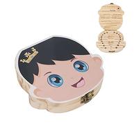 Baby Keepsake Box, 2PCS Individual Holes Wooden Kids Keepsake Organizer Cute Baby Tooth Container (Boys Type)