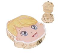 Baby Keepsake Box, 2PCS Individual Holes Wooden Kids Keepsake Organizer Cute Baby Tooth Container (Girl)