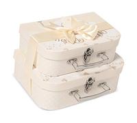 Baby Keepsake Box, New Baby Gift Box Two Ready to Fill Cream Gift Box for Newborn Essentials - Baby Gift Boxes - New Baby Box for Small & Medium Sized DIY Shower Gifts for Baby Boys or Girls