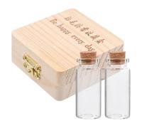 Baby Keepsake Preserving Box with 2 Bottles, Wood | Umbilical Cord and Fetal Hair Storage, Smooth Buckle Design, Compact for Nursery Hanging and Keepsakes Random Style