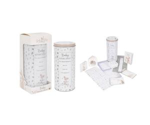 Baby Keepsake Time Capsule Memory Tin Animal Print Milestone Photo Record Gift