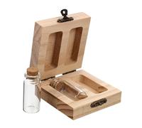 Baby Keepsake Wooden Storage Box Glass Bottles, Set of 2 | Fetal Hair and Milk Teeth, Smooth Surface Buckle and Hanging Loop, Home Decoration Random Style