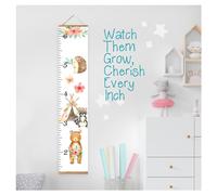 Baby Kids Canvas Hanging Growth Chart Height Ruler Portable 12"x60" Measures from 1'5" to 6'3" Nursery Wall Decor Shower Gift