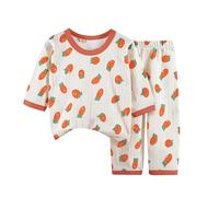 Baby Kids Girls Cotton Pajamas Cute Long Sleeve js with Elastic Waist Pants Loose Fit Loungewear (Orange, 18-24 Months)