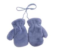 Baby Kids Plain Winter Mittens Thick Fleece Padded Super Warm Soft Ski Gloves Mittens with Anti-Lost String for Baby Girls Boys Aged 3-8 Years Old (Pure Blue Mittens)
