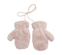 Baby Kids Plain Winter Mittens Thick Fleece Padded Super Warm Soft Ski Gloves Mittens with Anti-Lost String for Baby Girls Boys Aged 3-8 Years Old (Pure Beige Mittens)
