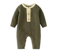 Baby Knit Sweater Autumn Winter Long Sleeve Thread Baby Clothes Warm Foreign Style Conjoined(Green, 6-12 Months)