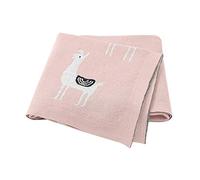 Baby Knitted Blanket for Newborn, Surwin Cute Alpaca Pattern Soft 100% Cotton Warm Nursing Blanket Sleep Sack Stroller, Birthday Gift for Kids Boys and Girls (Pink,100x80cm)
