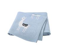 Baby Knitted Blanket for Newborn, Surwin Cute Alpaca Pattern Soft 100% Cotton Warm Nursing Blanket Sleep Sack Stroller, Birthday Gift for Kids Boys and Girls (Blue,100x80cm)