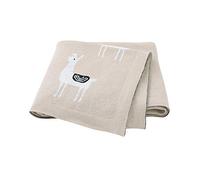 Baby Knitted Blanket for Newborn, Surwin Cute Alpaca Pattern Soft 100% Cotton Warm Nursing Blanket Sleep Sack Stroller, Birthday Gift for Kids Boys and Girls (Beige,100x80cm)