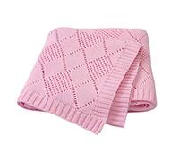 Baby Knitted Soft Blanket for Newborn, Surwin Warm Swaddle Wrap Stroller Cover Nursing Blanket Sleep Sack Stroller, Birthday Gift for Kids Boys and Girls (80x100cm,Pink)