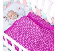 Baby Knitted Soft Blanket for Newborn, Surwin Warm Swaddle Wrap Stroller Cover Plaid Style Nursing Blanket Sleep Sack Stroller, Birthday Gift for Kids Boys and Girls (Pink,100x80cm)