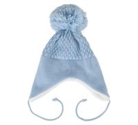 Baby Knitted Winter Hat, Boys & Girls Wooly Pom-Pom Hat with Ear Flaps & Chin Tie