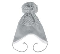 Baby Knitted Winter Hat, Boys & Girls Wooly Pom-Pom Hat with Ear Flaps & Chin Tie