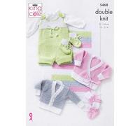 Baby Knitting Pattern Babies Romper Suit Blanket Cardigans and Bootees in Cottonsoft DK King Cole 5468