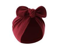 Baby Knot Soft Breathable Headdress Photo Hat for Girl 0-12M - Burgundy