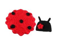 Baby Ladybug Cape Photography Set in Red Woolen Yarn