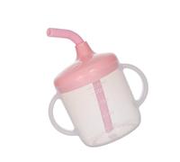 Baby Learn to Drink Cup with Anti Leak Feature Soft Straw and Clear Scale 220ml for Independently Drinking Double Handle