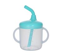 Baby Learn to Drink Cup with Anti Leak Feature Soft Straw and Clear Scale 220ml for Independently Drinking Double Handle