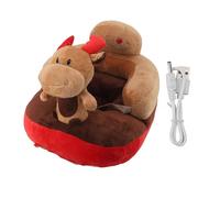 Baby Learning to Sit Chair, Plush Cartoon Animal Floor Support Seat with Adjustable Angle and Anti - Tip Base for Toddlers Boys Girls, Includes USB Cable (Type 3)
