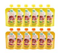 Baby Likes Halal Organic Food Pouches - Stage 2 Mixed Combo Pack Rice and Chicken 6 Pouches x 130g, Tomato Pasta Chicken 6 x 130g Suitable for 7+ months