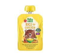 Baby Likes Halal Organic Rice and Chicken 130g l Halal Meat & Organic Vegetable Baby Food Puree Pouches for Stage 2 Weaning l With Coconut Milk, Herbs & Spices l Dairy Free l 7 months +