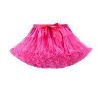 Baby Little Girl Tiered Tulle Pleated Tutu Skirt Princess Dance Pettiskirt Kids Solid Color A-line Skirt M Rose Red 5-7 Years